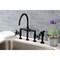 Kingston Brass KS2330NX Industrial Style Bridge Kitchen Faucet with Brass Sprayer, Matte Black KS2330NX - alternate 6